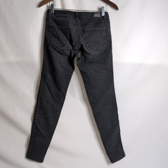 Zara Basic Denim Jeans Women's Black Low Rise Moto Skinny Jean Z1975, Size 6 - Picture 2 of 8